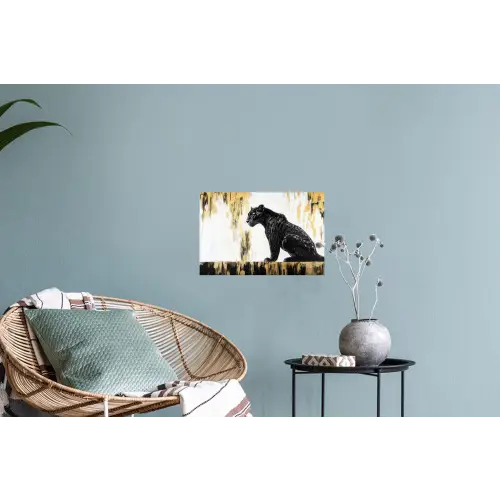 Panter - Zwart - Abstract - Goud Muursticker klein -plant