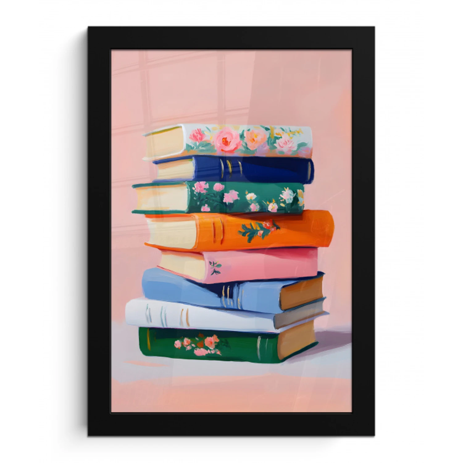 Boeken - Stapel - Kleurrijk fotolijst zwart zonder passe partout klein -3d