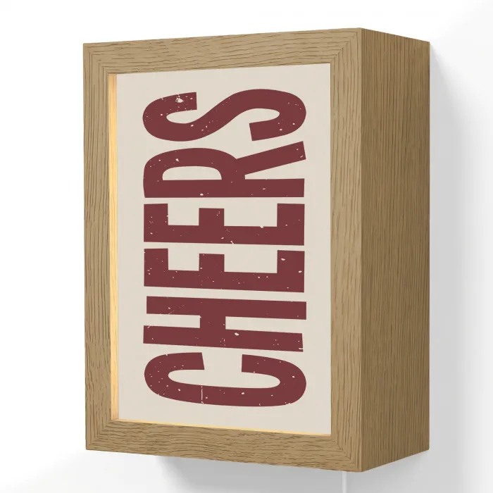 Red - Cheers - Decoratie - Beige Light Box met kabel (Wandlamp) klein -3d