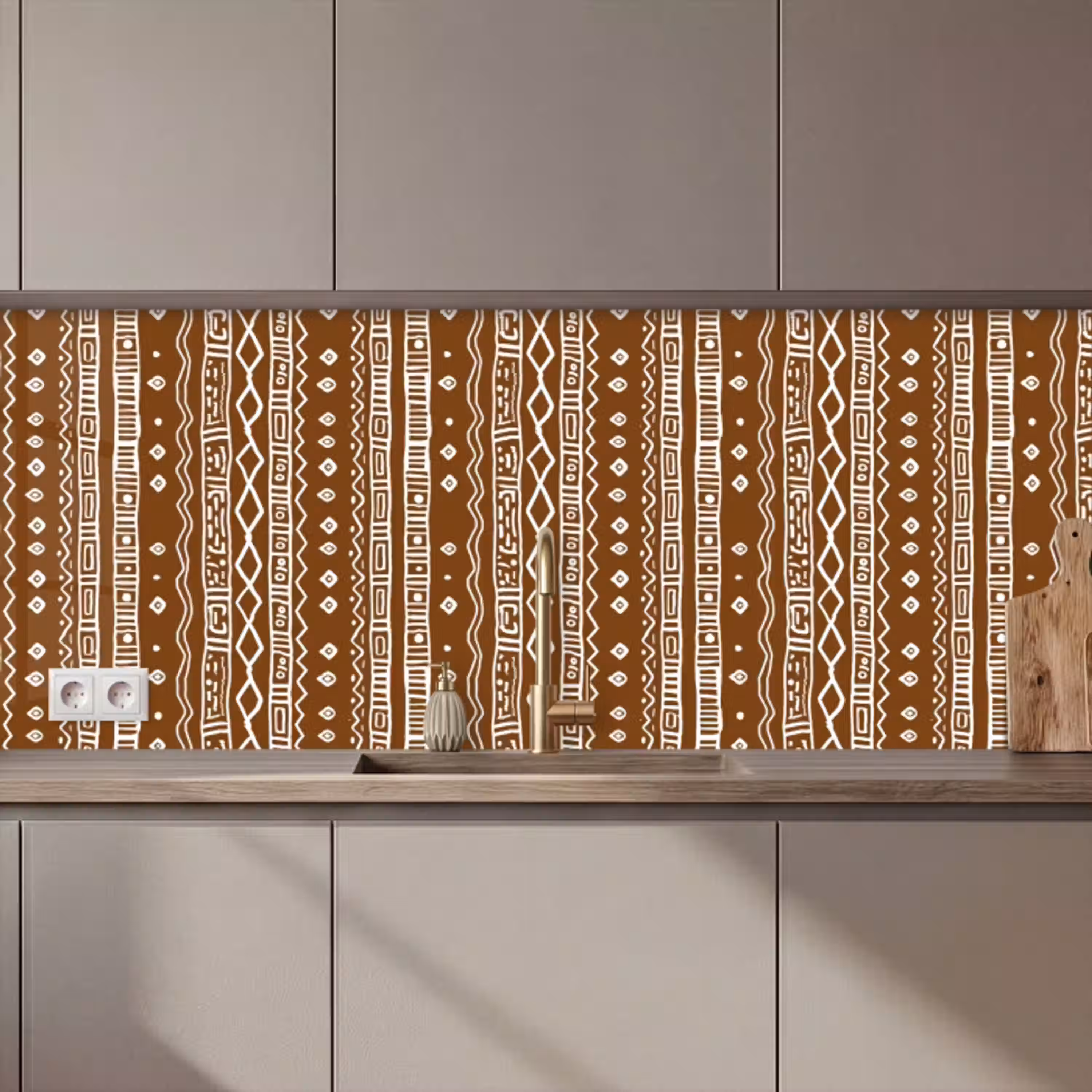 Chocoladebruin - Etnisch - Tribaal - Patroon keuken achterwand 2 middel 871 zz_3dshopping