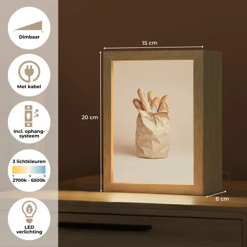 Baguette - Brood - Stokbrood - Beige Light Box met kabel (Tafellamp) klein -USP_NL