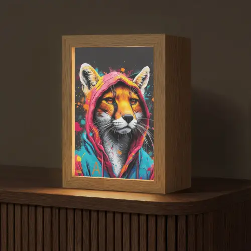 Graffiti - Vos - Jas - Pop art - Dieren Light Box met kabel (Tafellamp) klein -z3d_website