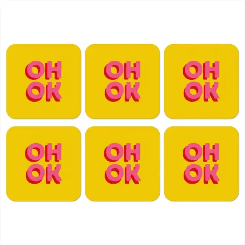 Oh ok - 3D - Geel - Roze onderzetter kurk middel -3d