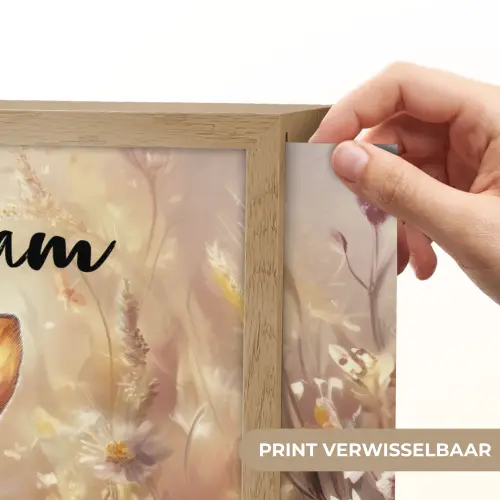Konijntje - Bruin - Bloemen - Vlinders Light Box met batterij (Wandlamp kind) middel -USP_websiteprintNL