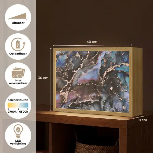 Marmer - Goud - Rosé Light Box met batterij (Wandlamp) middel -USP_websiteoverzichtNL
