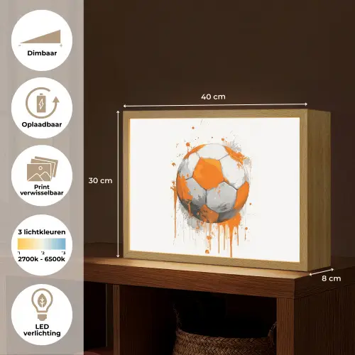 Voetbal - Abstract - Oranje - Verfspatten Light Box met batterij (Wandlamp kind) middel -USP_websiteoverzichtNL