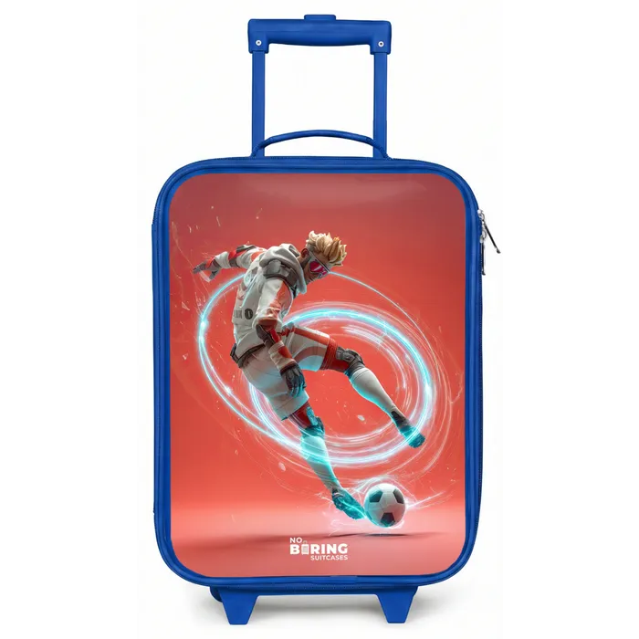 Voetbal - Jongen - Rood - Lichtcirkel Kinderkoffer - Blauw klein -zz3dotto
