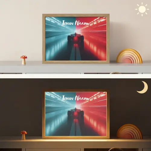 Raceauto - Verlichting - Neon - Rood Light Box met batterij (Wandlamp kind) middel -sfeer3_kind
