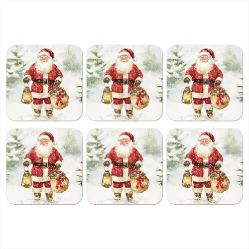 Kerstman- Winter - Sneeuw - Wit - Rood onderzetter kurk middel -3d