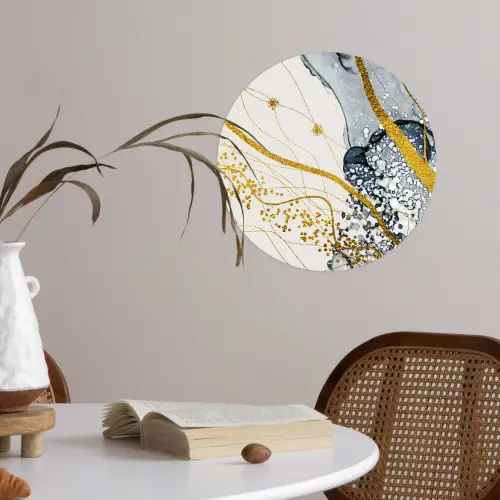 Abstract - Goud - Natuur - Kunst Wandcirkel behangsticker klein -sfeer3