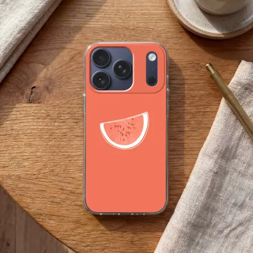 Watermeloen - Lijnen - Koraalrood Telefoonhoesje iPhone 17 Pro klein -sfeer1