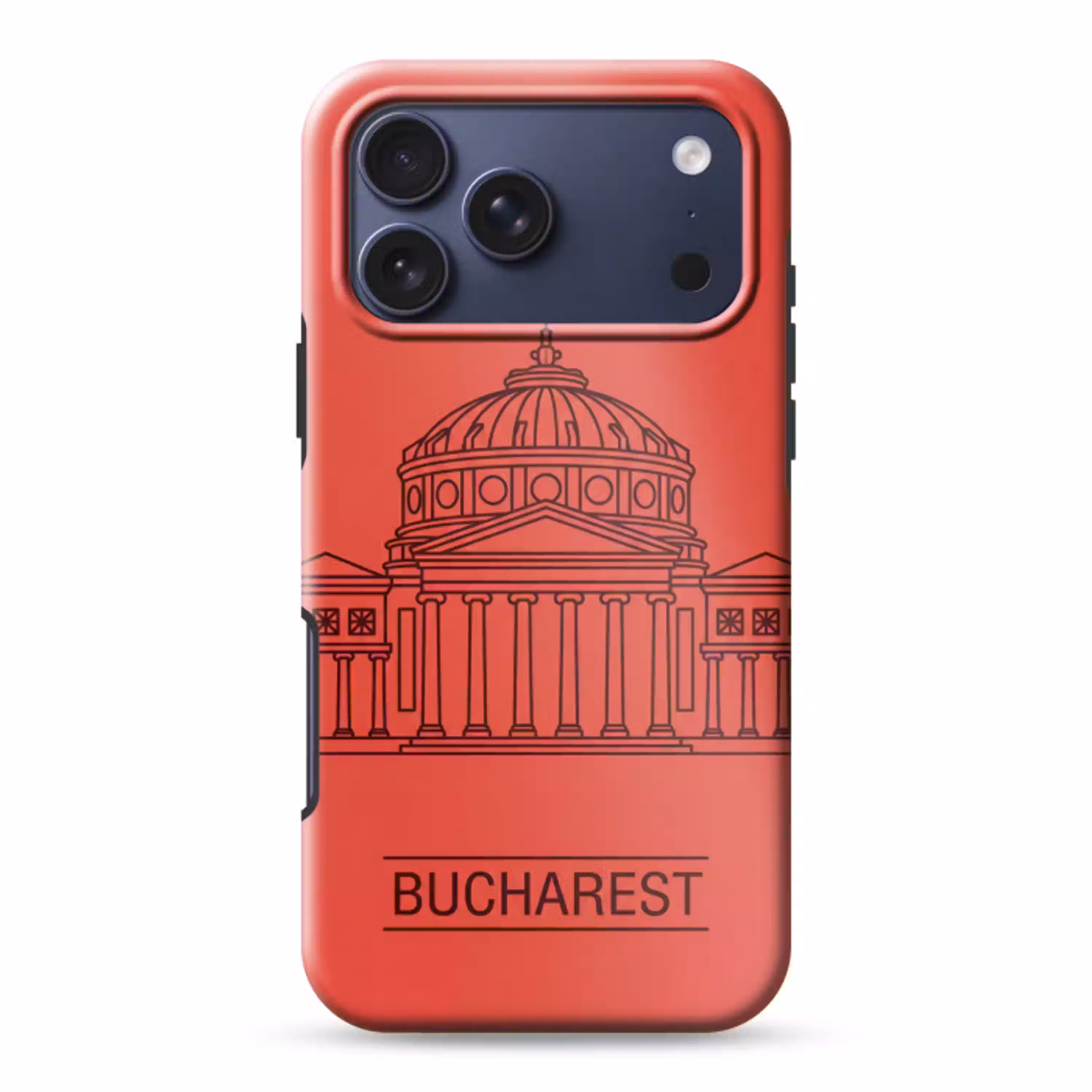 Architectuur - Boekarest - Stedelijk - Lijntekening - Rood Toughcase MagSafe Apple iPhone 17 Pro Max klein -3d