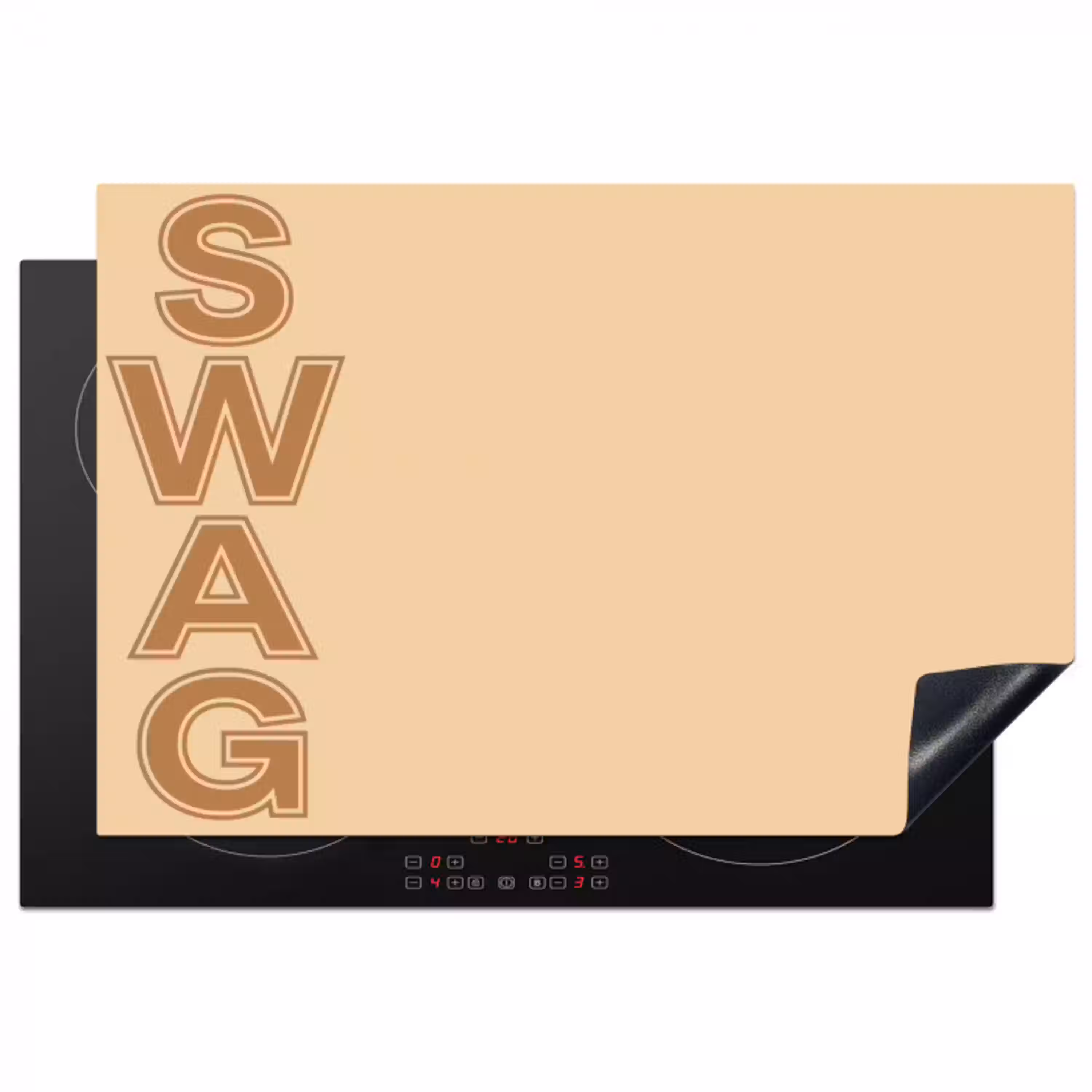 Swag - Bruin - Beige Inductie beschermer vinyl 3mm klein -3d