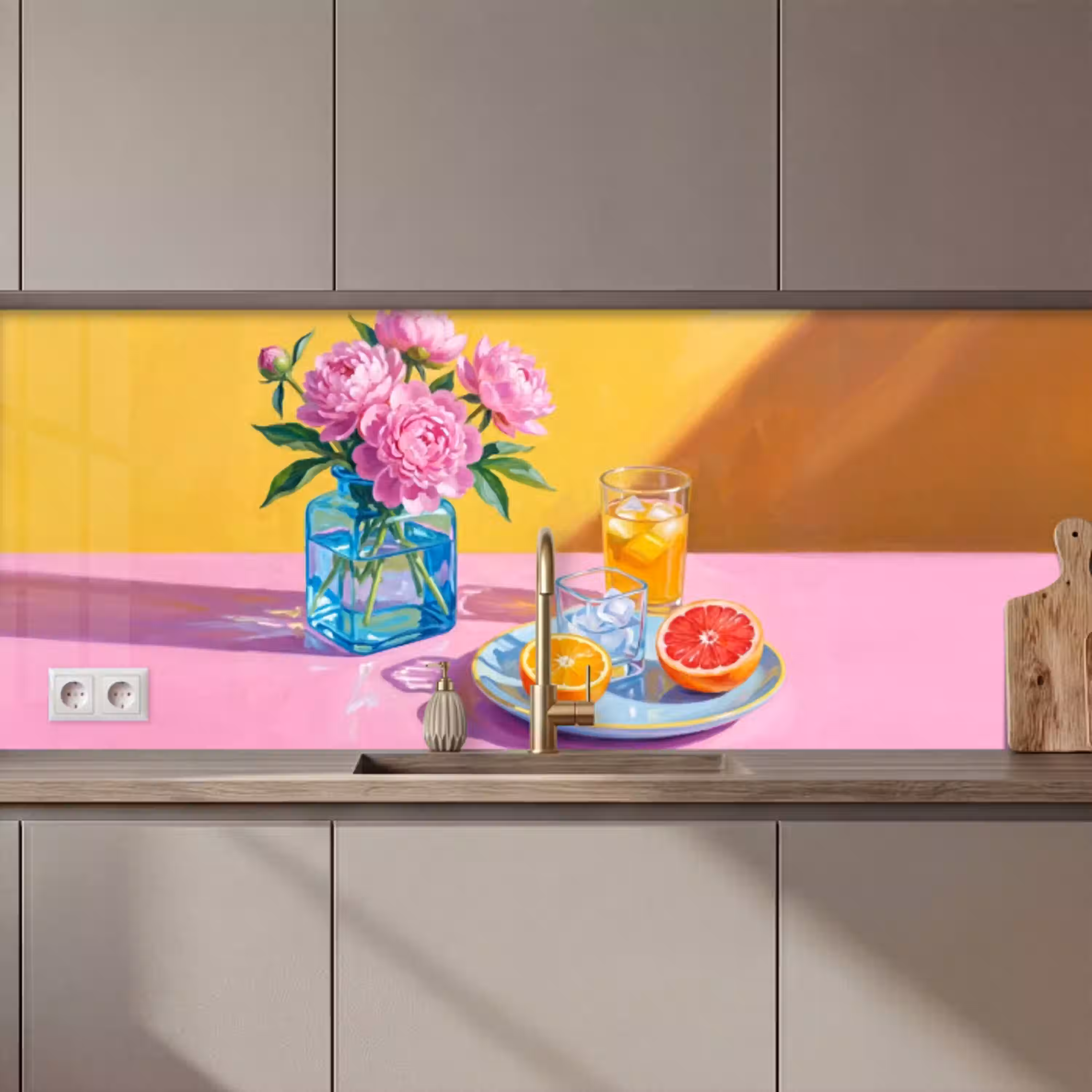 Bloemen - Roze - Modern keuken achterwand 2 middel zz_3dshopping