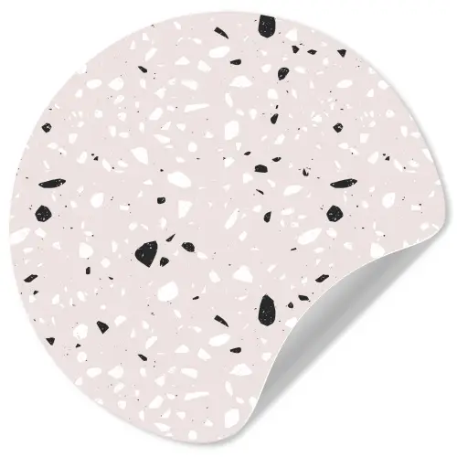 Terrazzo -  Patroon - Zacht - Zwart - Wit Wandcirkel behangsticker klein 186 -3d