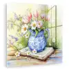 Vaas - Delftsblauw - Madeliefjes plexiglas 5mm klein -zzzproduct_nieuw