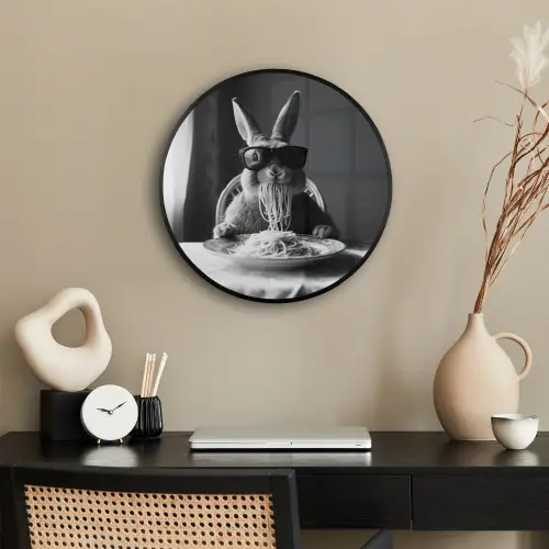 Konijn - Bunny - Zonnebril - Tafelkleed - Pasta - Schattig Fotolijst rond zonder passe partout klein -sfeer1