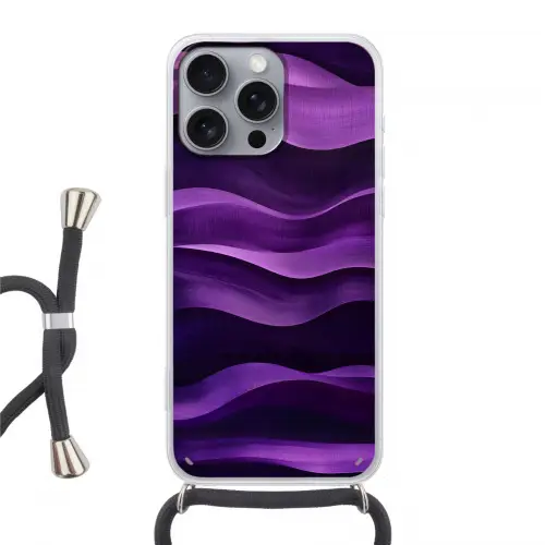 Golven - Abstract - Paars Hoesje iPhone 16 Pro Max met koord klein -3d