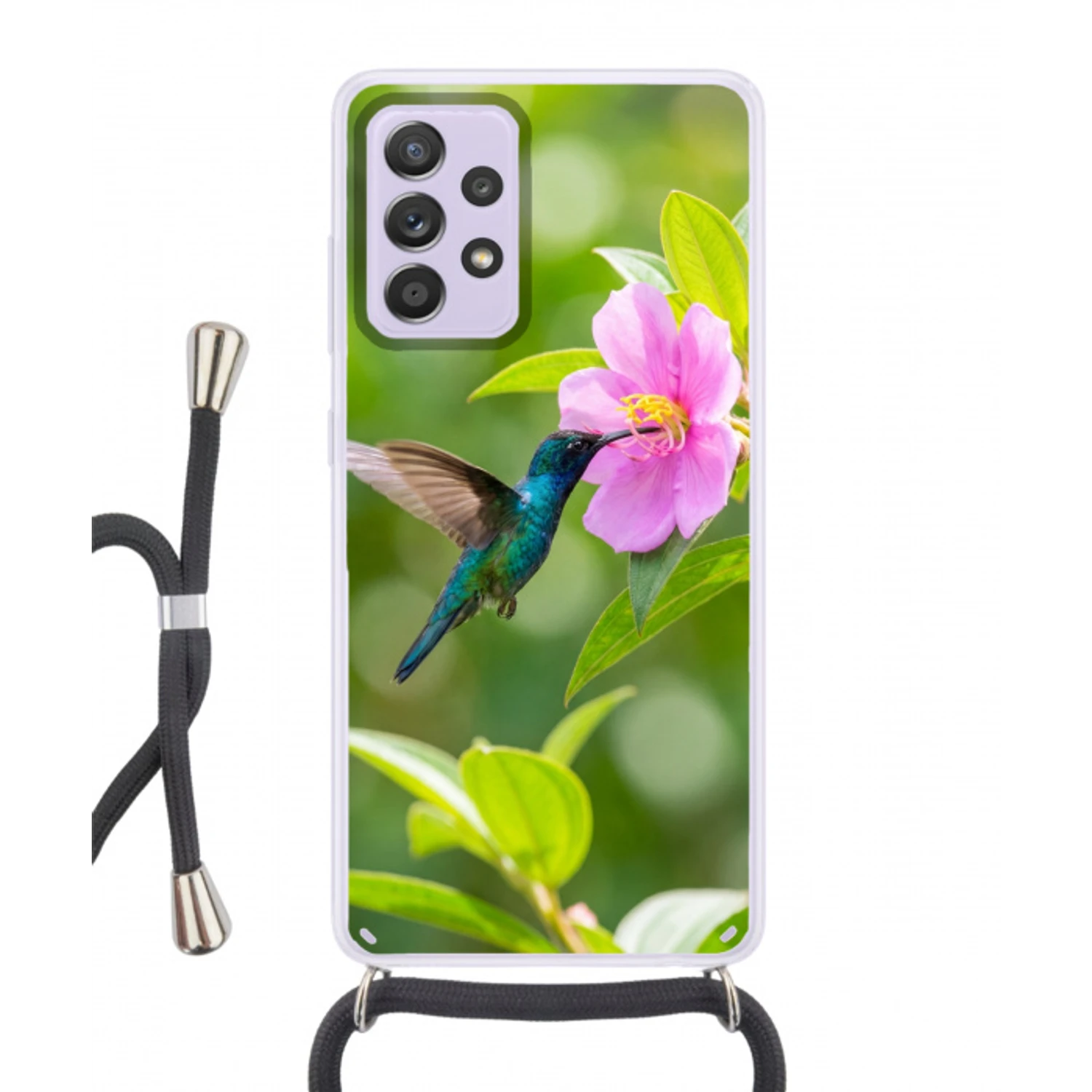 Kolibrie - Bloem - Natuur - Groen Hoesje Samsung Galaxy A52 5G met koord klein -3d
