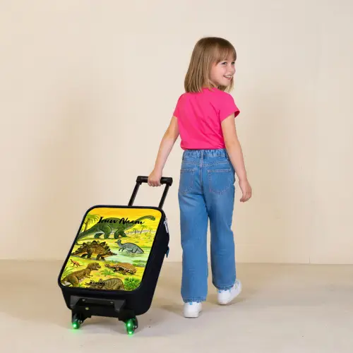 Dinosaurus in Dinosaurusland Kinderkoffer - Zwart klein -sfeer1