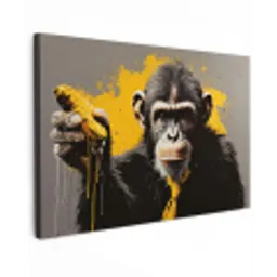 Aap - Chimpansee - Banaan - Geel - Dieren - Stropdas canvas 2cm klein -z3d
