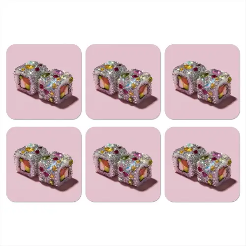 Sushi - Rolletjes - Steentjes - Kleurrijk onderzetter kurk middel -3d