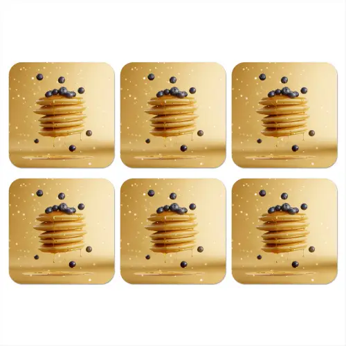 Pannenkoeken - Eten - Honing - Geel onderzetter kurk middel -3d