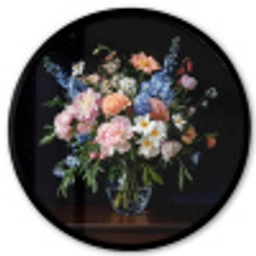 Pastel - Bloemen - Glazen - Vaas Fotolijst rond zonder passe partout klein -3d