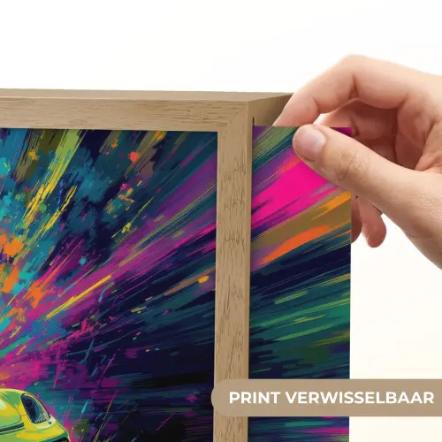 Sportauto - Groen - Verfstrepen - Kleuren Light Box met batterij (Wandlamp kind) middel -USP_websiteprintNL