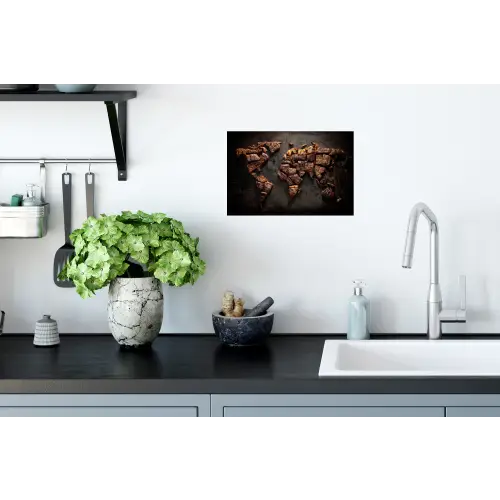 Wereldkaart - Gegrild vlees Muursticker klein -keuken
