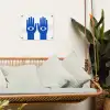 Handen - Twee - Ogen - Blauw tuinposter los doek klein -sfeer7