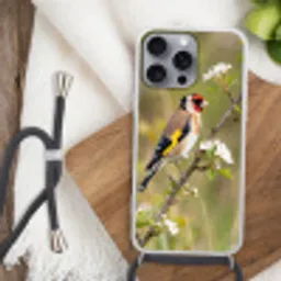 Putter - Bloesem - Lente - Natuur - Kleurrijk Hoesje iPhone 16 Pro Max met koord klein -sfeer4