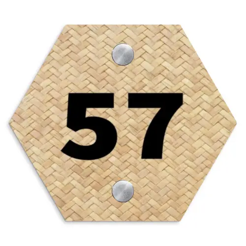 Gevlochten - Riet - Traditioneel Naambord Hexagon klein -3d