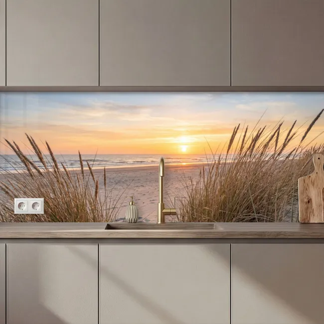 Küchenrückwand - Sonnenuntergang - Dünen - Meer