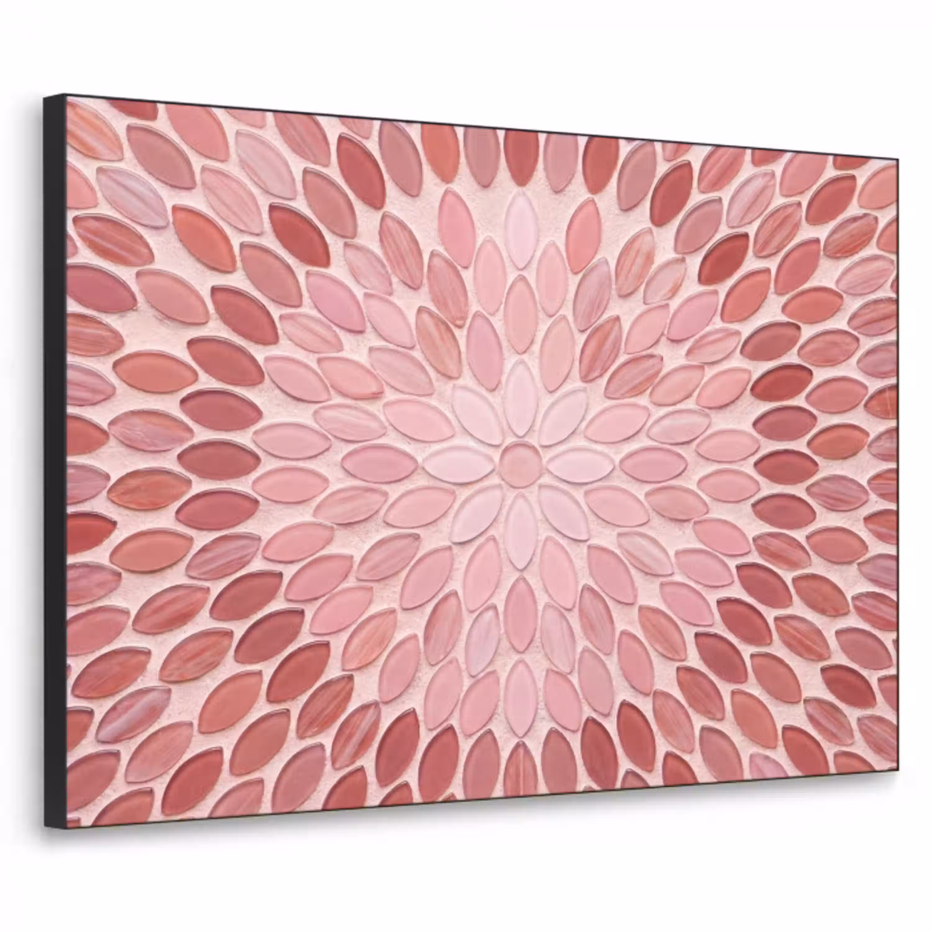 Patroon - Mozaïek - Ovaal - Abstract - Roze Textielframe zwart klein -3d