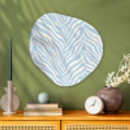Zebra - Motief - Blauw - Wit Wandcirkel Organisch Aluminium middel 851 -sfeer2