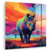 Neushoorn - Zonsondergang - Savanna - Kleurrijk plexiglas 5mm klein -zzzproduct_nieuw