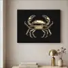 Goud - Krab - Dieren - Zwart Textielframe - compleet frame klein -sfeer2