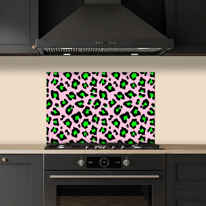 Neon - Panter - Roze - Groen keuken achterwand spatscherm klein 900 -sfeer1