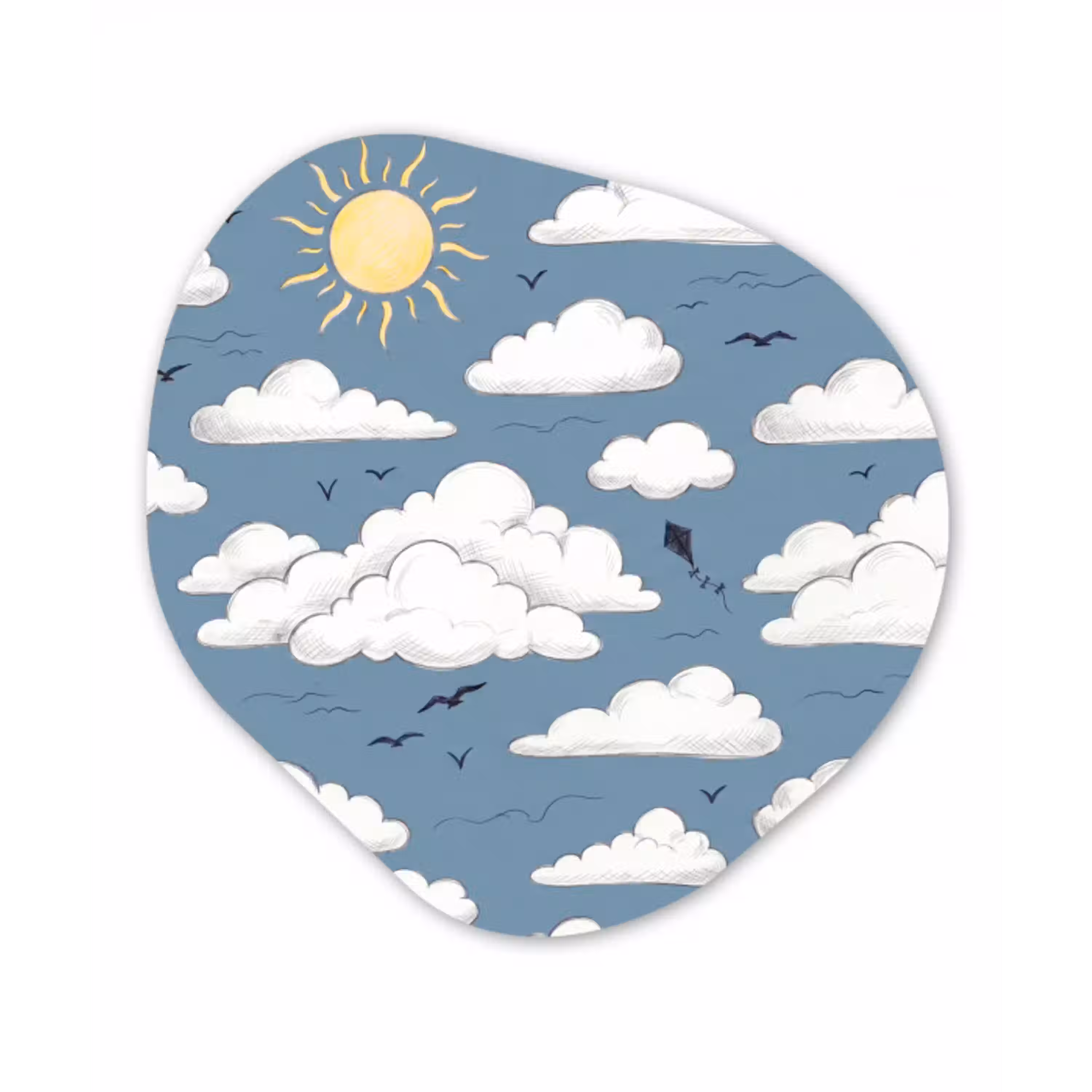 Lucht - Zon - Wolken - Natuur - Blauw Wandcirkel Organisch Aluminium middel -3d