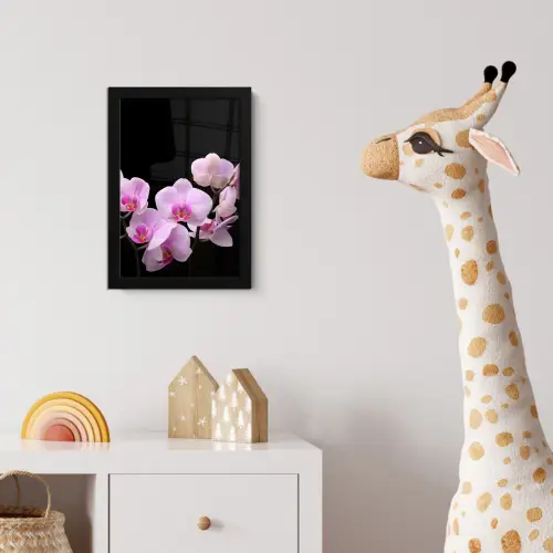 Orchidee - Bloemen - Roze - Flora fotolijst zwart zonder passe partout klein -usfeer4_kinderkamer
