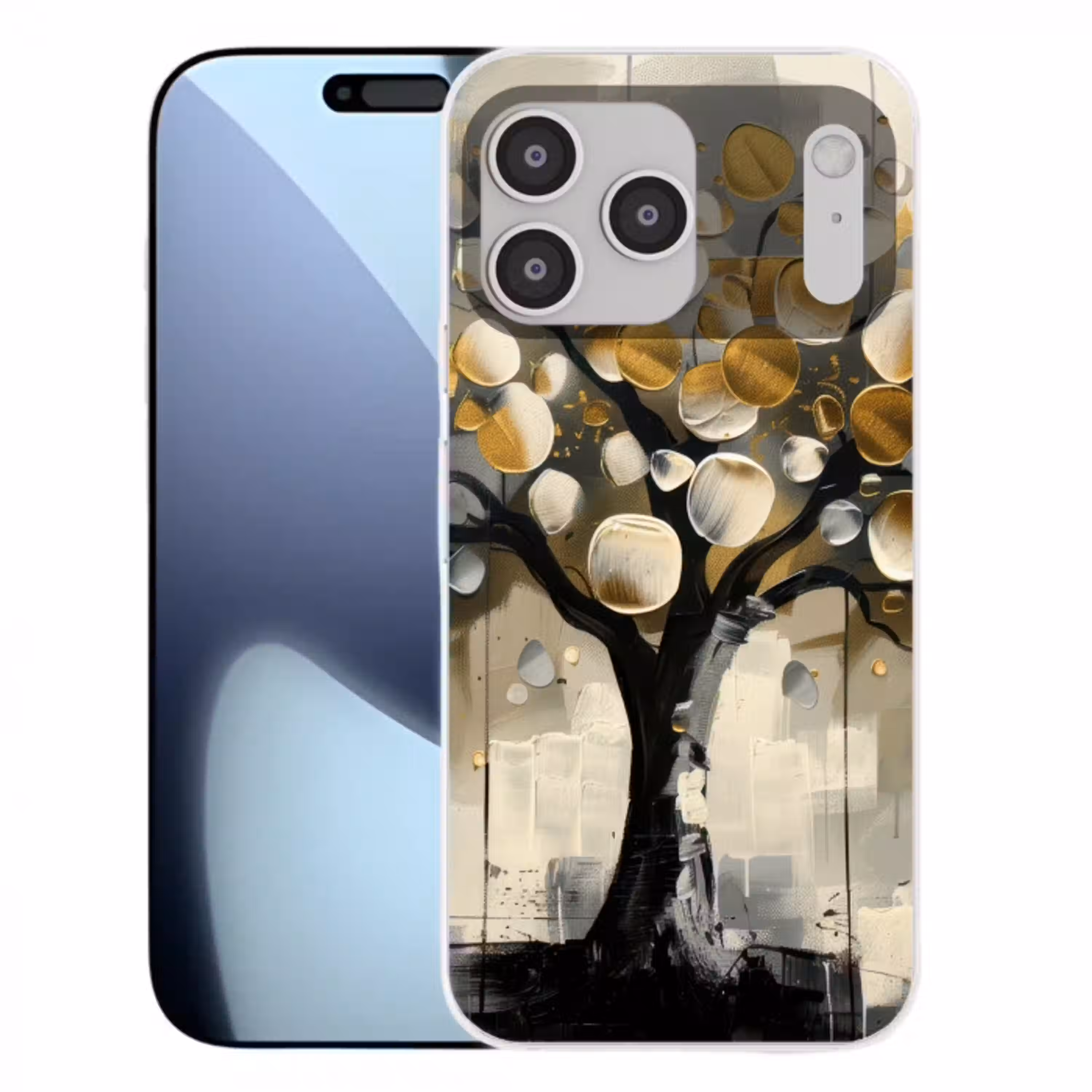 Boom - Abstract - Beige - Goud - Zwart Telefoonhoesje iPhone 17 Pro Max klein -3d