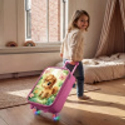 Paard - Bloemen - Vlinders Kinderkoffer - Roze klein -sfeer1