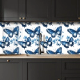 Blauw - Vlinders - Bloemen - Wit keuken achterwand 2 middel 871 -sfeer1