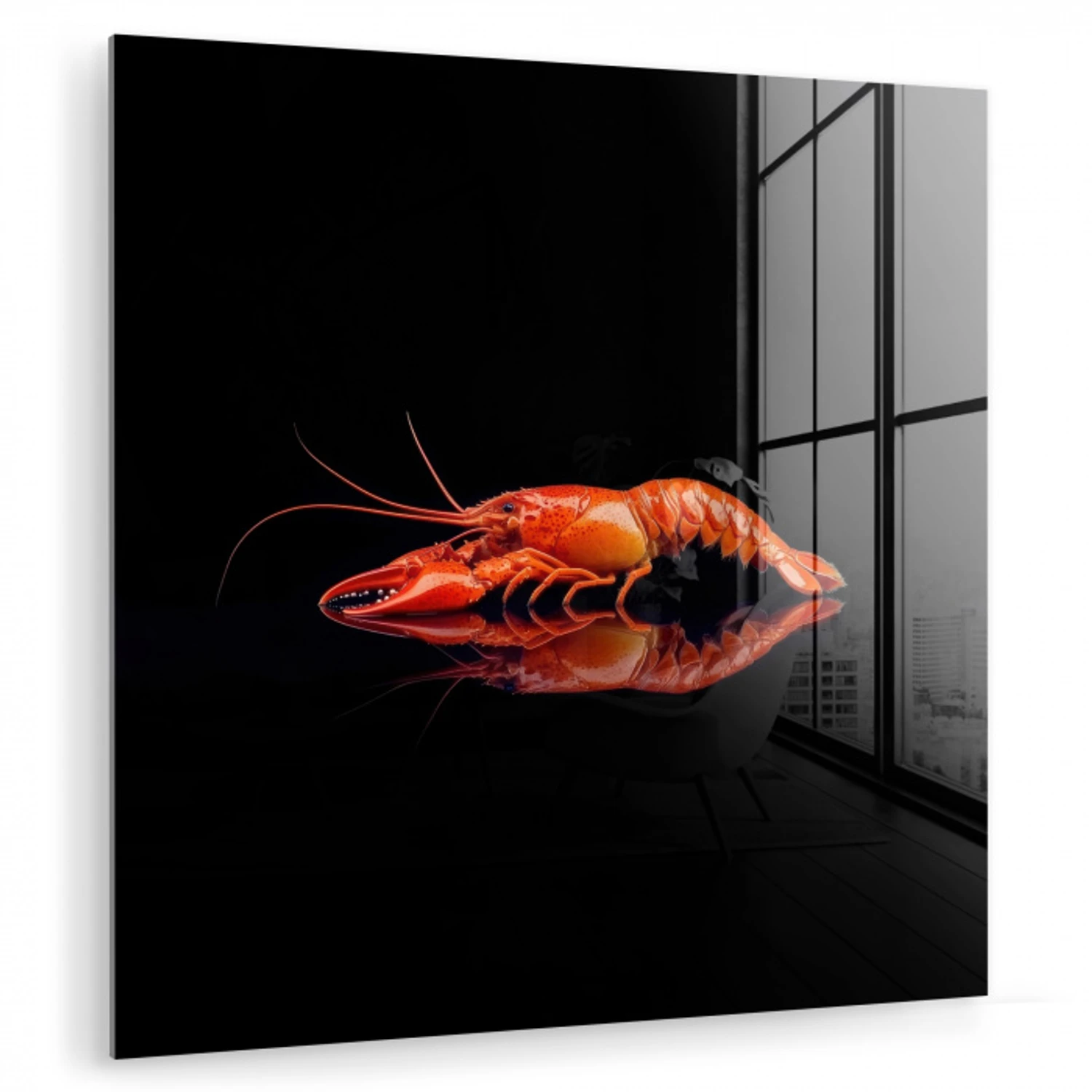 Kreeft - Oranje - Zwart - Opvallend plexiglas 5mm klein -zzzproduct_nieuw