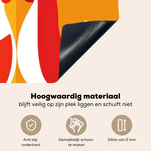 Kippen - Oranje - Vlakken Inductie beschemer met haakjes middel -ky-onderkant-nl