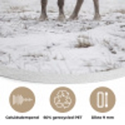 Rendier - Gewei - Sneeuw - Winter Akoestische PET Vilt - Rond klein -closeup_NL