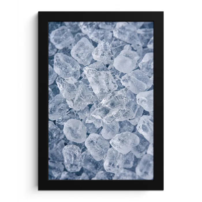 Ijsblokjes - Water - Blauw fotolijst zwart zonder passe partout klein -3d