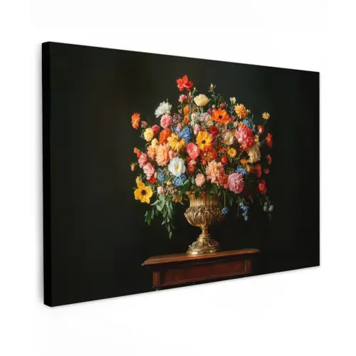 Goud - Bloemen - Kleuren - Vaas canvas 2cm klein -z3d