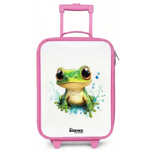 Groene kikker met grote ogen op witte achtergrond Kinderkoffer - Roze klein -zz3dotto